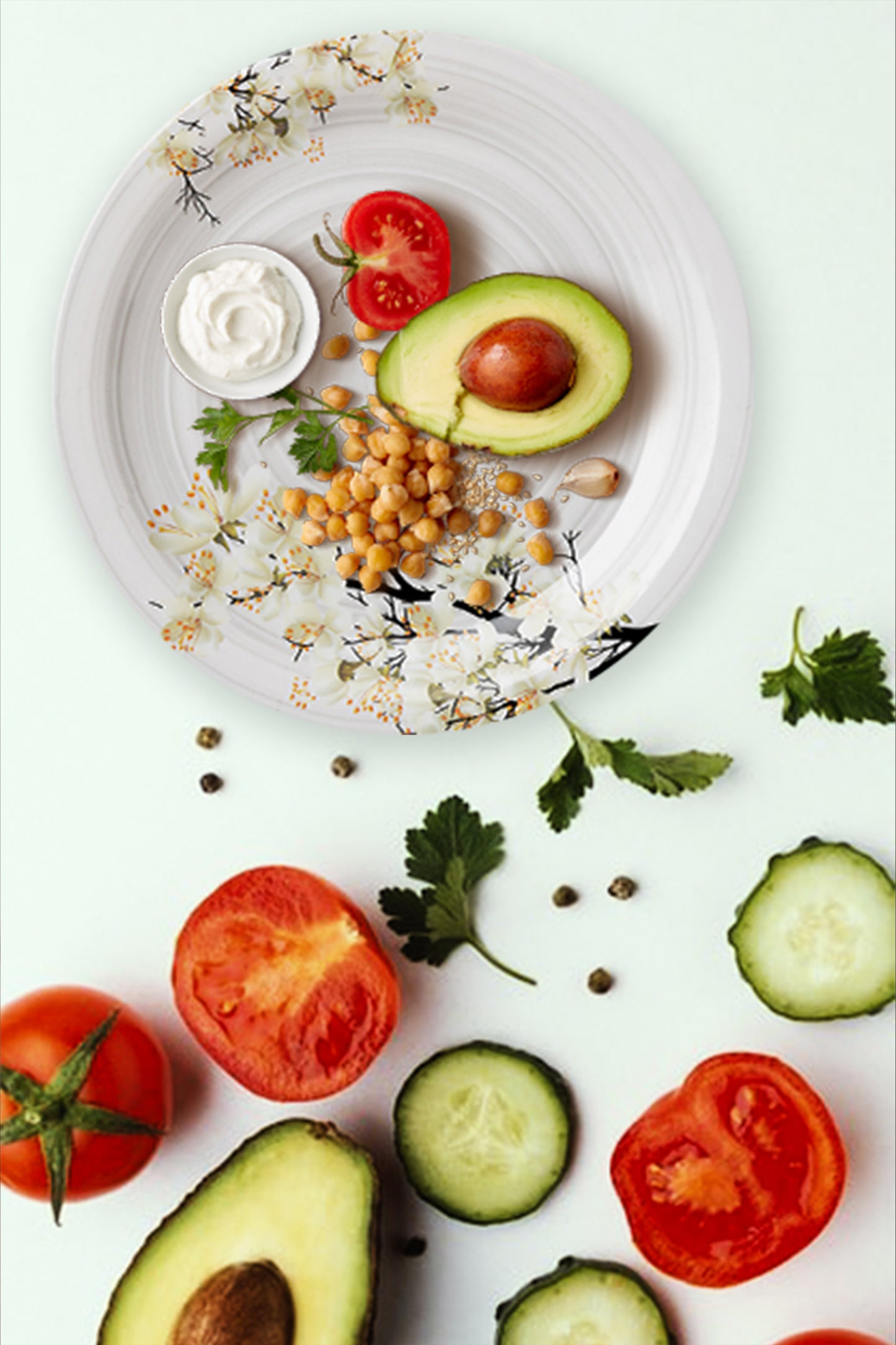 Exclusive 11" Dinner Plate Melamine Floral Gold. (4044)