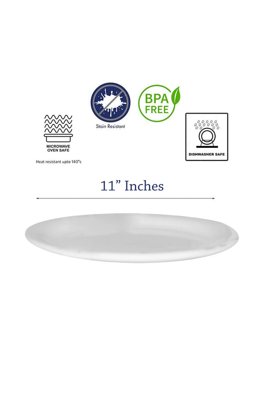 Exclusive 11" Dinner/Lunch Unbreakable Lightweight Melamine Round Classic Full-Size Plate.