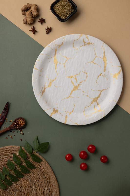 07" Quarter Plate Melamine White Gold. (4045)