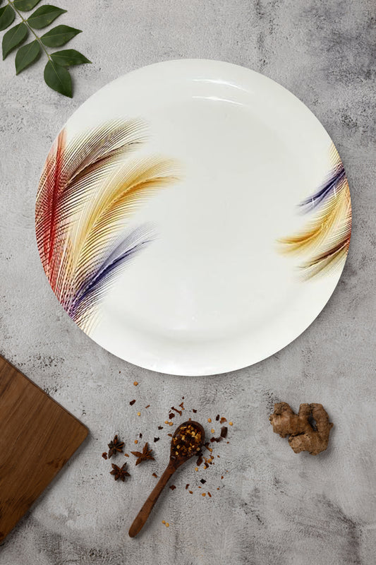 Exclusive 11" Dinner/Lunch Unbreakable Lightweight Melamine Round Multicolor Furr Full-Size Plate.