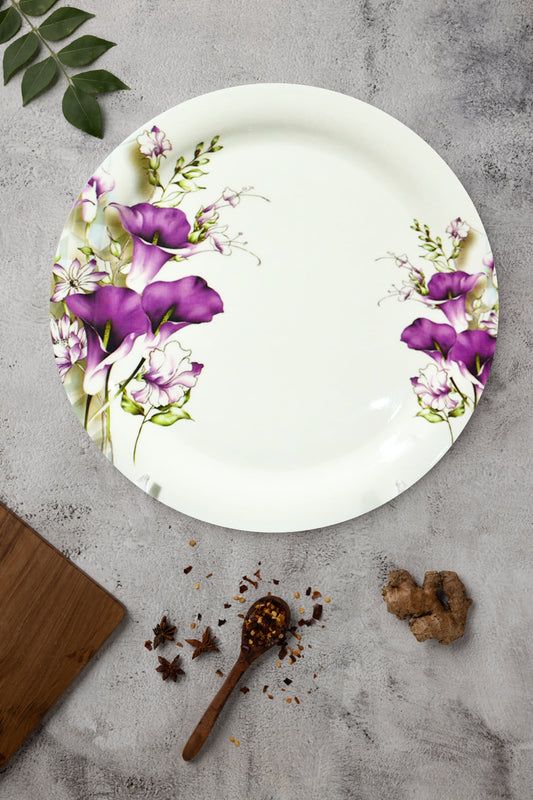 Exclusive 11" Dinner/Lunch Unbreakable Lightweight Melamine Round Floral Full-Size Plate.