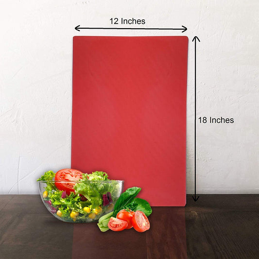 Our Plastic® Cutting Chopping Board! Crafted for kitchen convenience, this durable board boasts an extra thickness for stability and a non-slip. Red Color.