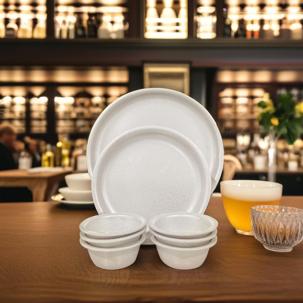 Swift International Acrylic Ivory Marble Dinner Set of 18 Pieces