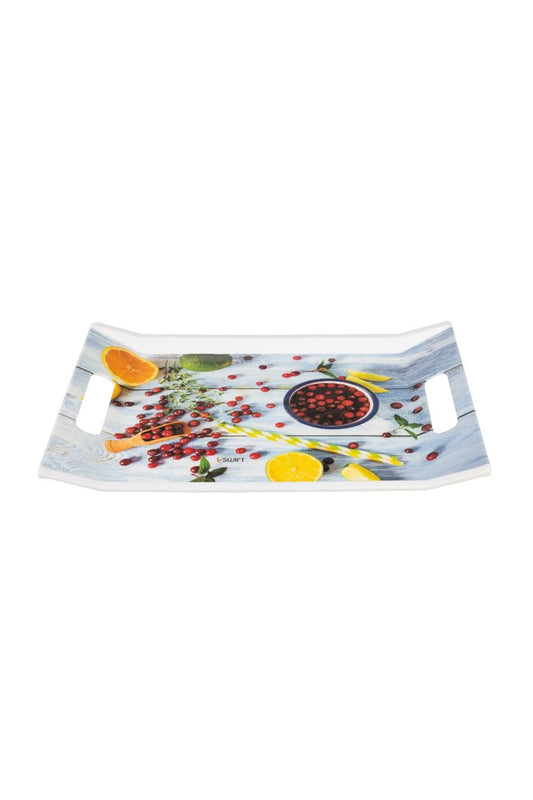 Melamine cherry printed design tray set of 3. Elevate Every Moment: Dine, Eat, and Serve Like a Pro!