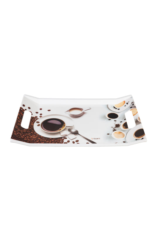 Melamine cappuccino seed bliss printed design tray set of 3.  Elevate Every Moment: Dine, Eat, and Serve Like a Pro!