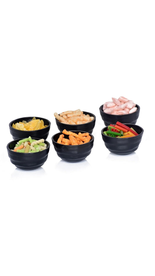 Melamine Black Dynamic Bowls, 250ml Capacity, for small desserts.