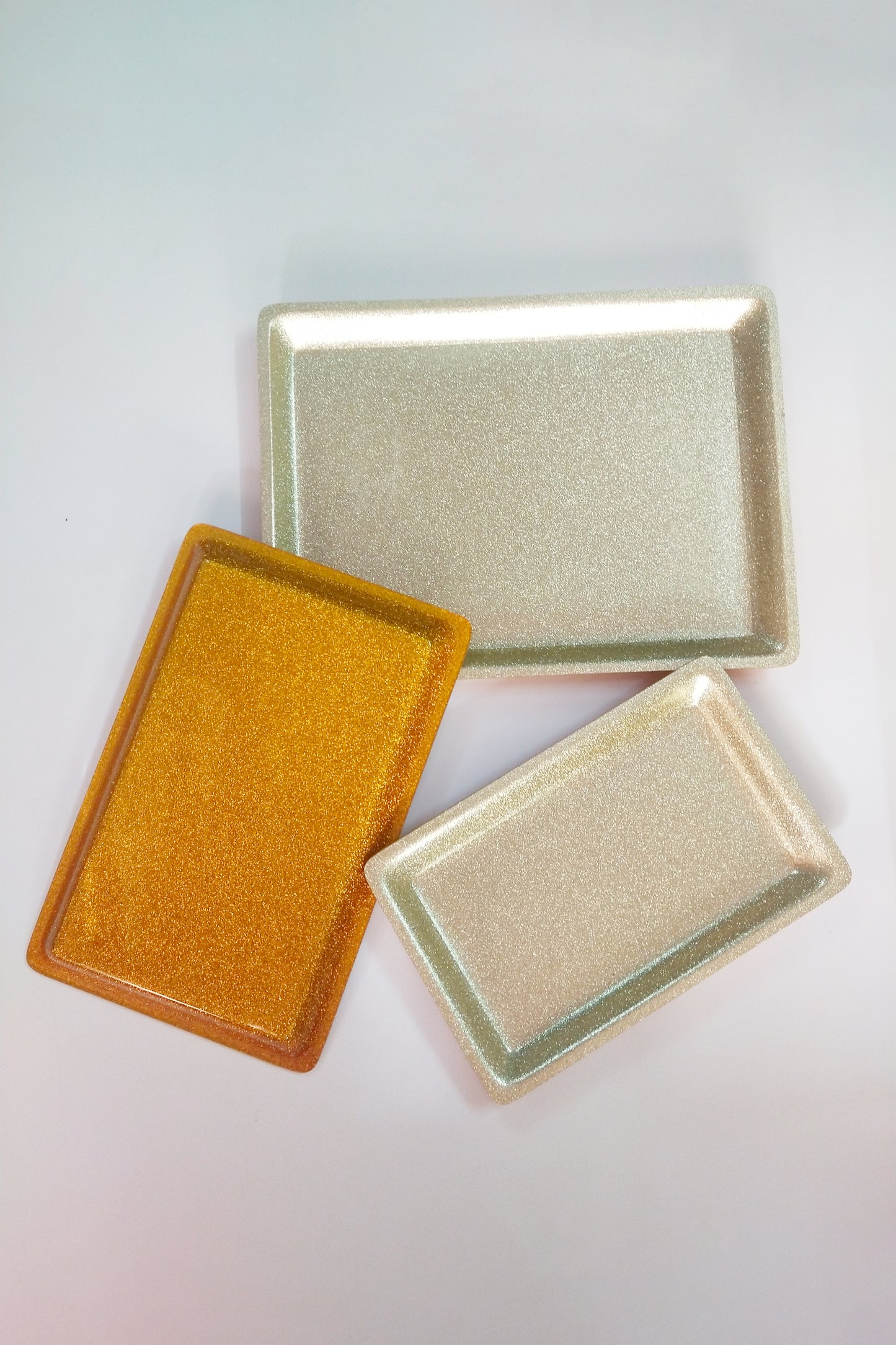 Luxe Golden Acrylic Tray Trio: Elevate Every Moment with Pro-Serving Elegance! Set of - 3.