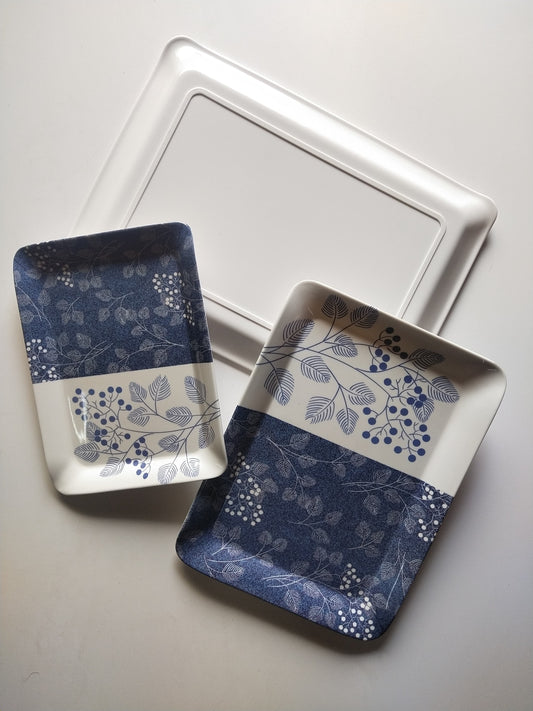Elevate your serving experience with the Azure Leaf Harmony Melamine Tray Set - Perfect Harmony in Every Serving.