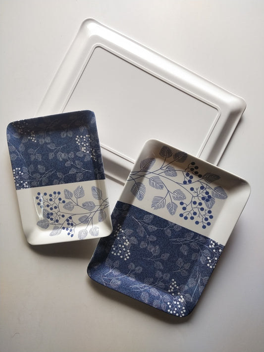 The Azure Leaf Harmony Melamine Tray Set -