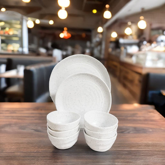 Limited Edition Melamine Dinner Set of 18 Pieces (White Granite)