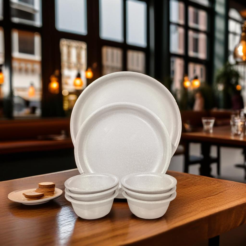 Swift International Acrylic Ivory Marble Dinner Set of 18 Pieces