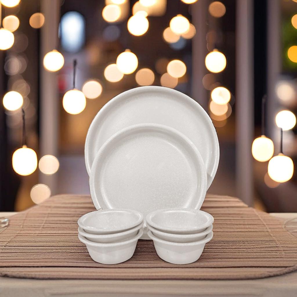 Swift International Acrylic Ivory Marble Dinner Set of 18 Pieces