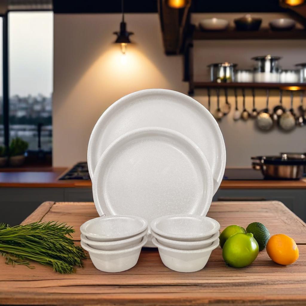 Swift International Acrylic Ivory Marble Dinner Set of 18 Pieces